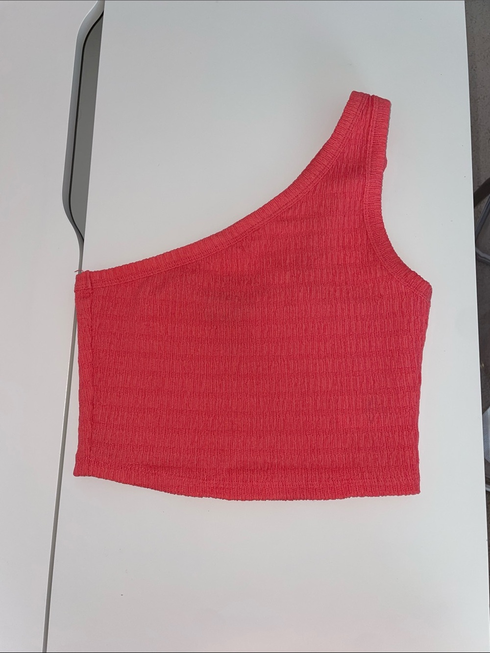 American Eagle Textured Strap Crop Top - Coral